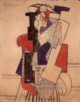 Pablo Picasso Painting - Mujer con sombrero en un sillón 1915 Pablo Picasso